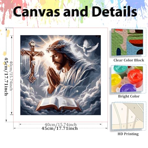 Jesus Paint by Numbers Kit for Adults, Paint by Number for Adults 16x16 in - color: Jesus