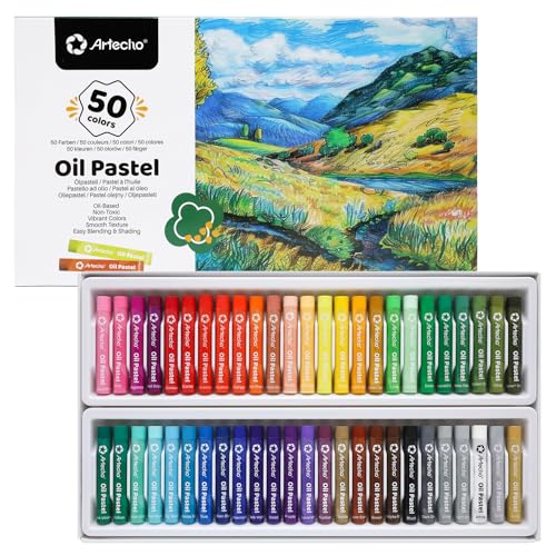 Artecho Oil Pastels Set of 50 Colors (8 x 60 mm) - size: 50 Count (Pack of 1), style: 50 Basic Colors
