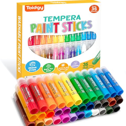 Tempera Paint Sticks, 36 Color Washable Solid Paint Sticks for Kids Toddler | Painting Art Supplies for Classroom School Students & Home, Non-Toxic, Quick Drying, Back to School Supplies Bulk