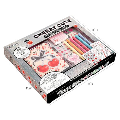 Fashion Angels Cherry Cute Graphic Journaling Kit | DIY Stationery & Writing Set with Journal, Notepads & More, Creative Arts & Crafts Gift for Ages 8+ - style: Cherry Cute