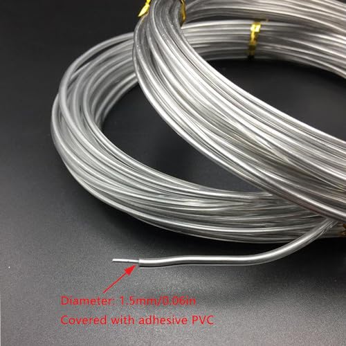 Aluminum Armature Wire 20mx1.5mm Transparent Plastic Coated Metal Shaping String Cord for Sculpting Hand Wreath DIY Flower Art Project Craft Structure Jewelry Making