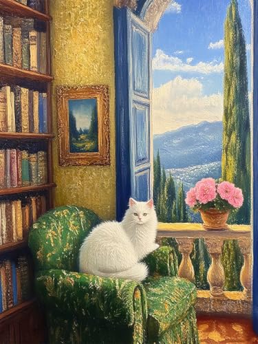 ZRIZQ Paint by Numbers Kit for Adults Beginner,White Cat,16x20 - color: 16"X20"Rolled Canvas(Frameless)-Cat