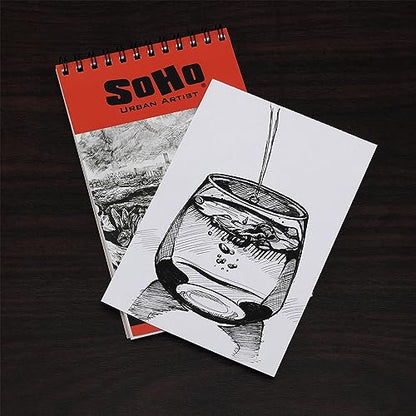 SoHo Urban Artist Softcover Drawing Pad - 18"x24", 6 Pack w/144 Sheets Total - 92 lbs/150gsm, Mixed Media, Dual-Sided, Acid-Free, Wire-Bound, Micro-Perforated, Repeated Erasing & Reworking - size: 18"x24"