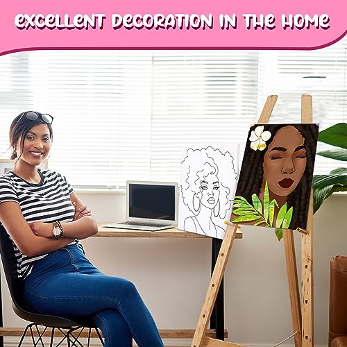 Sherr 10 Pcs Pre Drawn Canvas for Painting,Novel Afro Queen,8 X 10 Inch | Preprinted Stretched Cotton Canvas for Adults, Pre Drawn Painting Outlines for Couple Date Night, Sip and Paint Party Favor - style: Novel Afro Queen