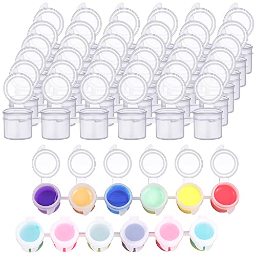 YGAOHF 36 Pcs Empty Paint Pots, Small Paint Containers with Lids, Easy Open Acrylic Paint Cups with Lid Paint Strips for Kids Classroom School Painting Art Supplies - color: 6 Strips
