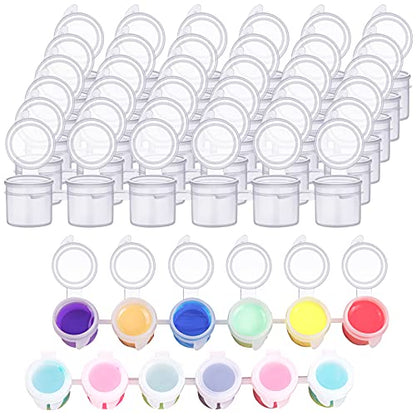 YGAOHF 36 Pcs Empty Paint Pots, Small Paint Containers with Lids, Easy Open Acrylic Paint Cups with Lid Paint Strips for Kids Classroom School Painting Art Supplies - color: 6 Strips