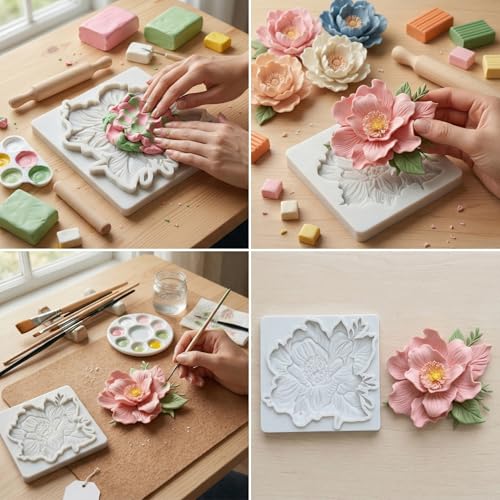 Peony Flower Polymer Clay Mold Flower Silicone Molds - color: Style Z