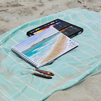 SoHo Urban Artist Fine Textured Professional Pastel Paper Pad - 140 lb - 4 Pk 9x12 -Acid-Free Fine Textured Canvas w/Glassine Sheets, 80 Total Perforated Sheets, Durable Oil Pastel Pad for Artists - size: 9x12" - Set of 4