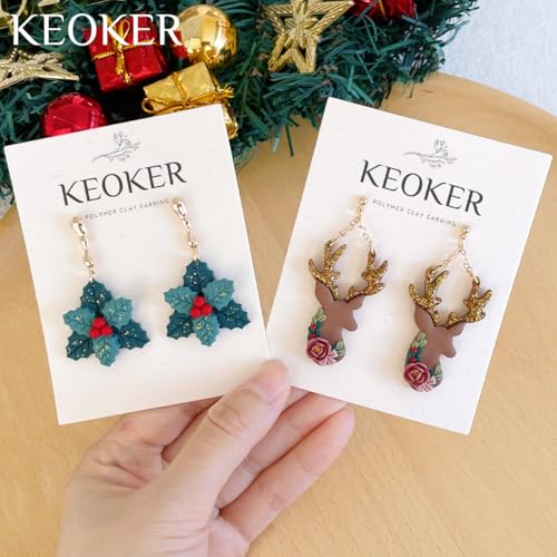 Keoker Christmas Clay Cutters, Christmas Clay Cutters for Polymer Clay Jewelry, 24 Shapes Polymer Clay Cutters Christmas, Polymer Clay Christmas Cutters, Santa Polymer Clay Cutter - color: White all