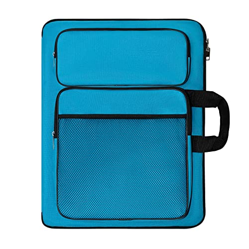 TreochtFUN Art Portfolio for Kids Artwork-Artist Supplies Organizer 15x18in | for Children Drawing Lesson,A3 Artist Backpack Storage Sketchbook,Pencil, Empty art case(Blue) - color: Blue
