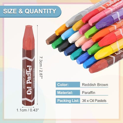 PATIKIL Reddish Brown Oil Pastels, 36Pcs Soft Oil Crayons Pastels Stick Vibrant and Creamy Art Supplies Bulk for Artists Beginners Art Painting Drawing Blending Graffiti Gallery - color: Reddish Brown