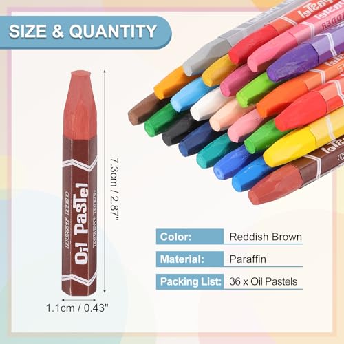 PATIKIL Reddish Brown Oil Pastels, 36Pcs Soft Oil Crayons Pastels Stick Vibrant and Creamy Art Supplies Bulk for Artists Beginners Art Painting Drawing Blending Graffiti Gallery - color: Reddish Brown