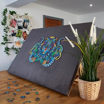 The Grippy Large Jigsaw Puzzle Board by The Puzzled Tree – 1500 Piece 34.2" x 25" Patent Pending Fabric, Back Support Puzzle Easel Tilting Puzzle Board Non-Slip Surface, Jigsaw Puzzle Table Adults