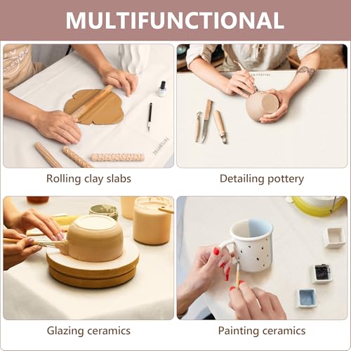 Cotton Canvas Drop Cloth - 1 pcs Imitation Linen Sheet 59x39" For Painting | Versatile Reusable Fabric Sheet For Painting, Pottery, Ceramics, Clay Wedging, Rolling, And Table Protection