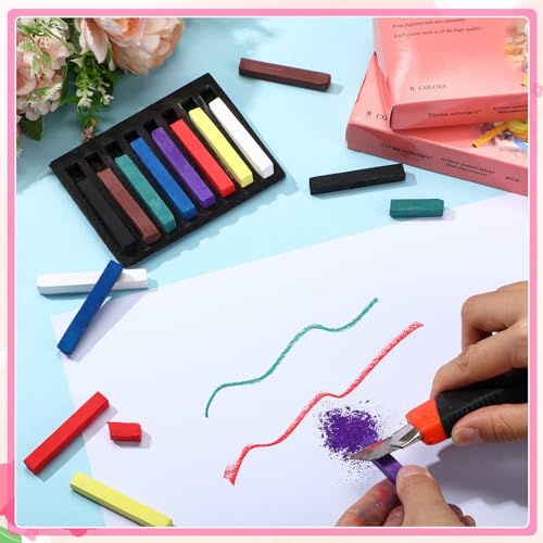 Watersay 192 Pcs Soft Pastels for Artists Color Pastels Set 8 Assorted Colors Square Chalk Sticks 2.36 Inches 24 Boxes Art Drawing Painting Supplies for Parties, Donations, 60 mm - color: 8 Assorted Colors, size: 60 mm