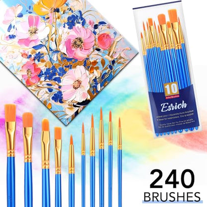 ESRICH 240PCS Paint Brushes, Paint Brush for Acrylic Painting - color: Blue, size: 240