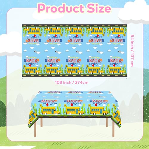 Kochorie 2 Pack Back to School Tablecloth Plastic Rectangle Table Cover 108 x 54 Inch Disposable School Party Tablecloth for Classroom First Day of School Décor Party Supplies - style: Back to School