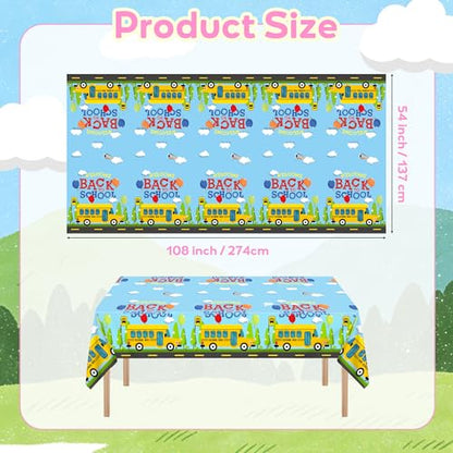 Kochorie 2 Pack Back to School Tablecloth Plastic Rectangle Table Cover 108 x 54 Inch Disposable School Party Tablecloth for Classroom First Day of School Décor Party Supplies - style: Back to School