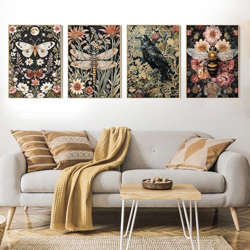 4 Pack Dragonflies, Bird Diamond Art Kits for Adults Diamond Painting Kits | 5D DIY 4 Pack Butterfly Bird Diamond Painting Kits for Beginners, Diamond Dots Kits Gem Arts Crafts for Home Wall Decor Gift - color: DP01335, size: Round diamond painting