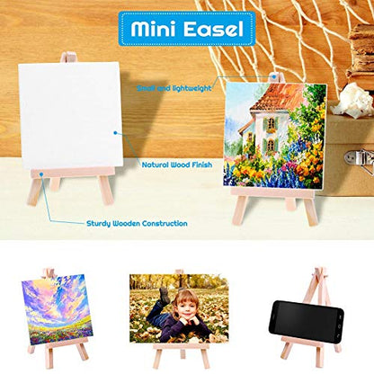 Mini Canvases 18 Pack, Cridoz Small Painting Canvas with Mini Easel 4x4 Inches Art Canvases Painting Kit for Adult Acrylic Pouring Oil Water Color