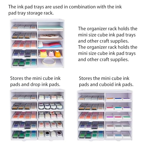 Ink Pad Cube Caddy Mini Size Stamp Pad Storage Tray | Ink Pad Organizer Holder, 1 Tray Holds 12 Inkpad, Set of 5 Trays Holds 60 - size: Ink Pad Cube Caddy Tray