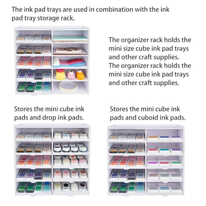 Ink Pad Cube Caddy Mini Size Stamp Pad Storage Tray | Ink Pad Organizer Holder, 1 Tray Holds 12 Inkpad, Set of 5 Trays Holds 60 - size: Ink Pad Cube Caddy Tray