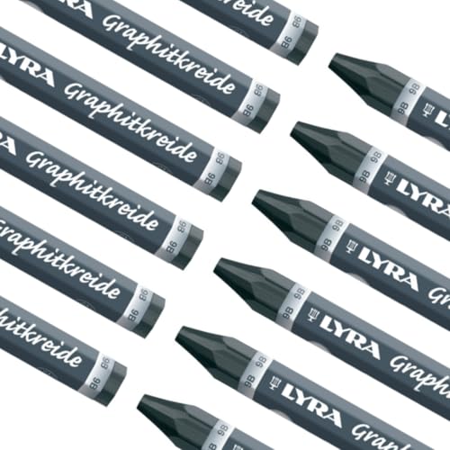 Lyra Graphite Crayons - 9B Graphite Stick Crayons for Artists and Students of All Ages - Set of 12 Durable Graphite Sticks for Sketching Drawing Shading and More - size: 1 Count (Pack of 1), style: 9B/Non Water-Soluble