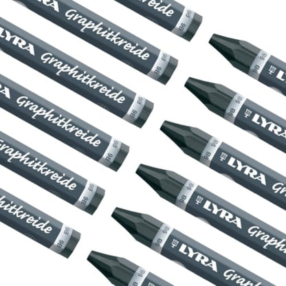 Lyra Graphite Crayons - 9B Graphite Stick Crayons for Artists and Students of All Ages - Set of 12 Durable Graphite Sticks for Sketching Drawing Shading and More - size: 1 Count (Pack of 1), style: 9B/Non Water-Soluble
