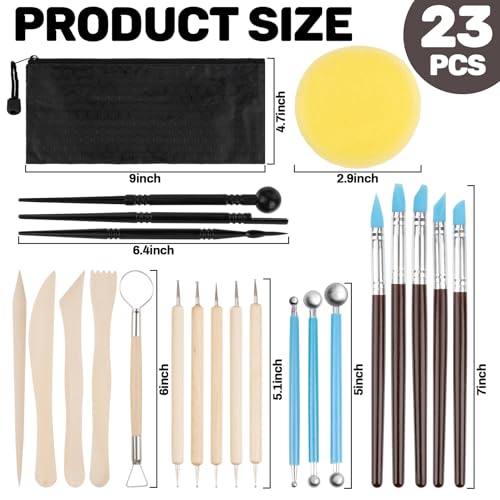 MAQIHAN Clay Tools - 23 PCS Clay Tools Sculpting Air Dry Clay Tools Pottery Tools Clay Tool Kit for Clay, Pottery, Carving, Sculpting, Ceramic, Drawing, Dotting, Molding, DIY