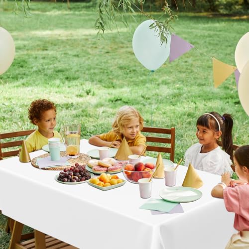 QZYL 4 Packs White Plastic Tablecloth, Large Sturdy Disposable Table Cloth - color: White, size: 4pcs 54x108 in