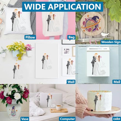 MAYJOYDIY 4pcs Love Wedding Stencil 11.7×8.3inch Large Marriage Couple Stencils with Paint Brush Sweet Bride and Groom Family Drawing Template for DIY Craft Furniture Wood Canvas Paper - color: Love Wedding