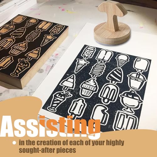 Bamboo Baren for Printing Comfortable Handle for Pressure Smooth Linocut Blanket Press Stamp Embossing Tool Bottom Ideal for Block Printing, Crafting, Scrapbooking Art Supplies
