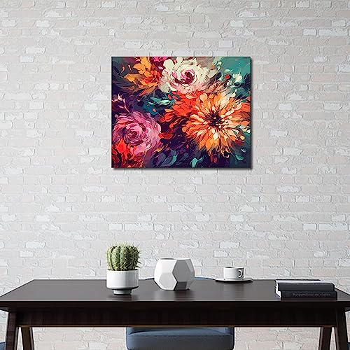 TUMOVO Paint by Number, Flowers Paint by Numbers for Adults Beginner, Chrysanthemum Oil Painting by Numbers on Canvas, Modern Painting Kit with Brushes and Pigment, 16x20 Inch | Flowers Art on 16x20 Inch Unframed Canvas with Acrylic Paints and 3 Brushes R