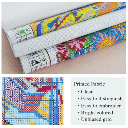 Leczany Cross Stitch Stamped 11CT 3 Strands Kits for Adults Beginners Patterns Craft Kit Needlepoint Full Range of Embroidery Kits DIY Starter | Wolf 15.8×20.9 inches - color: 11CT Stamped kits, Wolf 15.8×20.9 inches