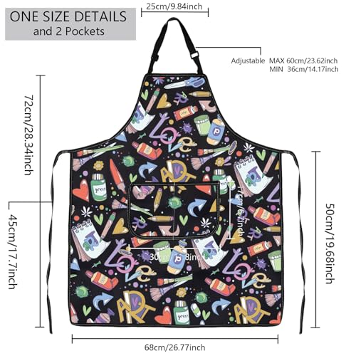 MBMSO Painting Artist Apron with Pockets Artist Painter Gifts Art Lover Gift for Art Teacher Student Painter Apron Waterproof - color: Love Art A-black6