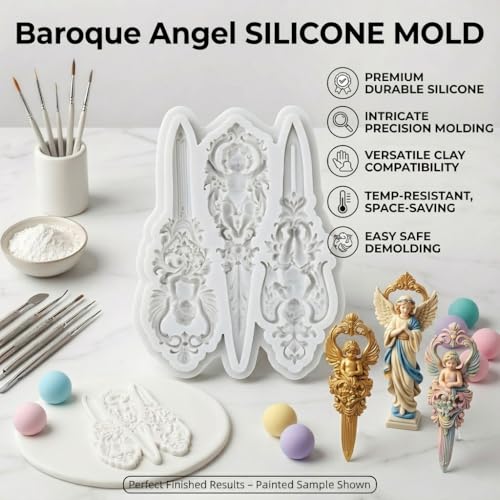 Baroque Holy Sword Polymer Clay Mold Angels Baby Silicone Molds | Jewelry Making Epoxy Resin Casting Air Dry Polymer Clay Craft - color: Style B