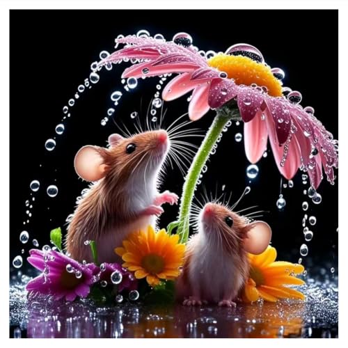 hill froeistung Mouse Diamond Art Painting Kits for Adults | Flower Diamond Art for Beginners, 5D DIY Full Drill Round Gem Art Craft Home Wall Decor Gift 12x12 inch - color: HF-A101
