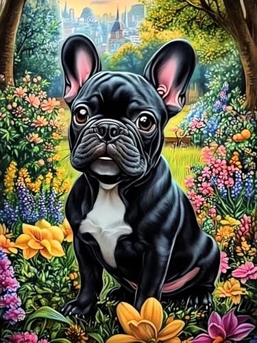 Bulldog Diamond Art Kits for Adults, Animals 5D Diamond Painting Kits | DIY Gem Painting, Dimond Art Paintings Kit, Crafts for Adults, Full Drill Diamond Dot for Home Wall Decor 12 X 16 Inch - color: CM085