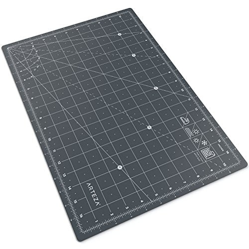 Arteza Self Healing Rotary Cutting Mat, 12"x18" with Grid & Non Slip Surface for Fabric, Paper, Vinyl, Plastic, Eco Friendly, Durable & Flexible, Great for Crafts, Quilting, Sewing, Scrapbooking - size: 12"L x 12"W