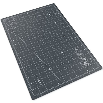 Arteza Self Healing Rotary Cutting Mat, 12"x18" with Grid & Non Slip Surface for Fabric, Paper, Vinyl, Plastic, Eco Friendly, Durable & Flexible, Great for Crafts, Quilting, Sewing, Scrapbooking - size: 12"L x 12"W