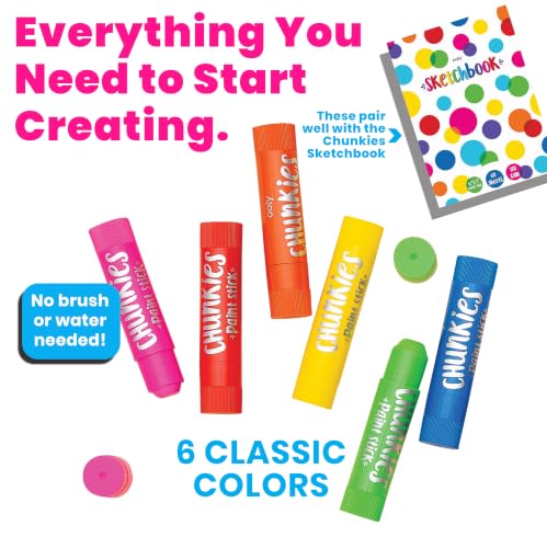 Ooly Chunkies Easy Grip Tempera Paint Sticks for Kids, Set of 6 - Classic - color: Classic