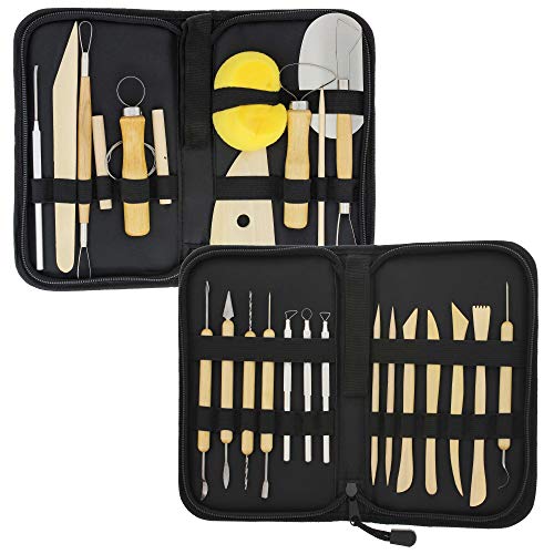 U.S. Art Supply Pottery & Clay Tools Sets (26-Piece) - 12 and 14-Piece Set | Include Pottery Tools, Canvas Case for Sculpting, Ceramics, and Easy Storage & Transport - size: 26-Piece with Nylon Cases