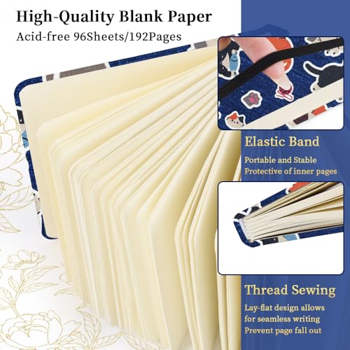 5x5 Pocket Sketch Book,80gsm Hardcover Art Sketchbook for Drawing Journal | Cloth Cover,80gsm Blank Paper,96Sheets,Lay-Flat,Portable Travel Creation Paint Diary Memo Planner,Dry MediaLine Ball Cat - color: Cloth Cover-4.8x4.8in-Line Ball Cat