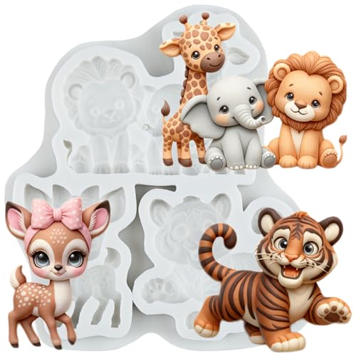 Animal Polymer Clay Mold Lion Elephant Giraffe Silicone Molds - color: Style D