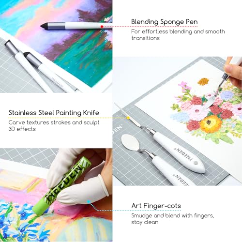 MEEDEN Soft Oil Pastels Set: 102Pcs Oil Pastel Kit with All-in-One Art Tool | Oil Pastel Crayons with 72 Colors & 6 White Pastel, Oil Paper, Palette Knife, Masking Tape, Art Supplies for Artists Adults