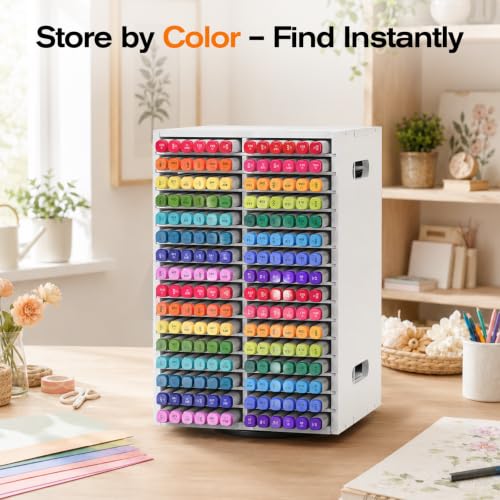 Marker Organizer, 360° Rotating Marker Storage | Holds up to 384 Alcohol Markers, Pencil Holder, Organizer Holder for Desk Home, School, Office
