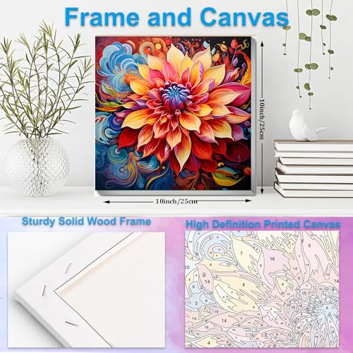 Artunion Framed Paint by Numbers Kit for Adults Beginners & Kids Ages 8-12,Mandala Flower Paint by Number with Frame, DIY Oil Painting Paint by Number Kits on Canvas 10X10 Inch Without Easel - color: ZXT-193-F