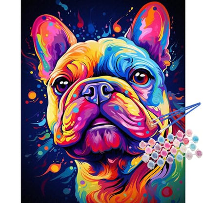 TOCARE French Bulldog Paint by Numbers Kit for Adults, Dog Adult Paint by Number Canvas,Acrylic Adults' Paint-by-Number Kits Dog Lovers 16x20inch (Without Framed) - color: TC-OPC-203
