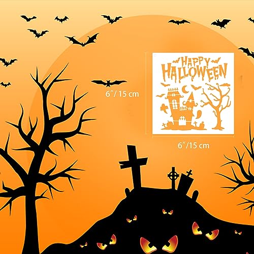 Halloween Stencils Reusable, Halloween Theme Drawing Stencils for Painting on Wood, Canvas, Paper, Fabric, Wall, Furniture - DIY Template for Art, Crafts and Halloween Decoration - color: Halloween Stencils-A
