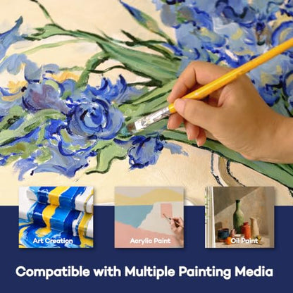 Stretched Canvases for Painting 16x16 Inch 4-Pack, 10 oz Triple Primed Acid-Free 100% Cotton Blank Canvas, Square Canvas for Oil Paint Acrylics Pouring & Wet Art Media, Pour Painting - size: 16"x16"(4-Pack), style: Studio